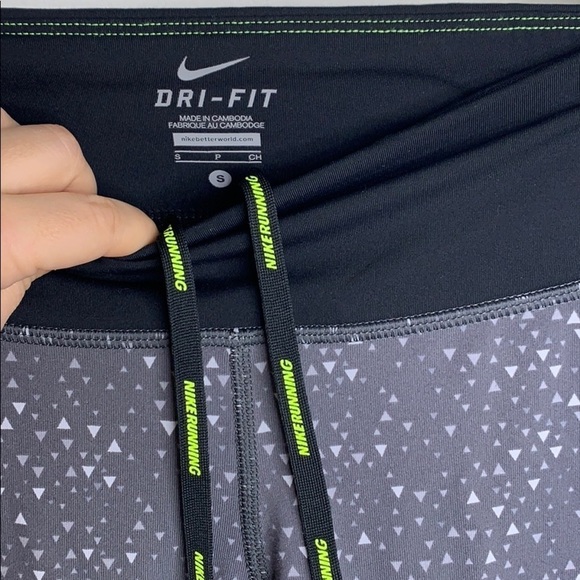 Nike Running Dri-Fit Triangle Print Leggings grey stone small women’s pants - Picture 5 of 8
